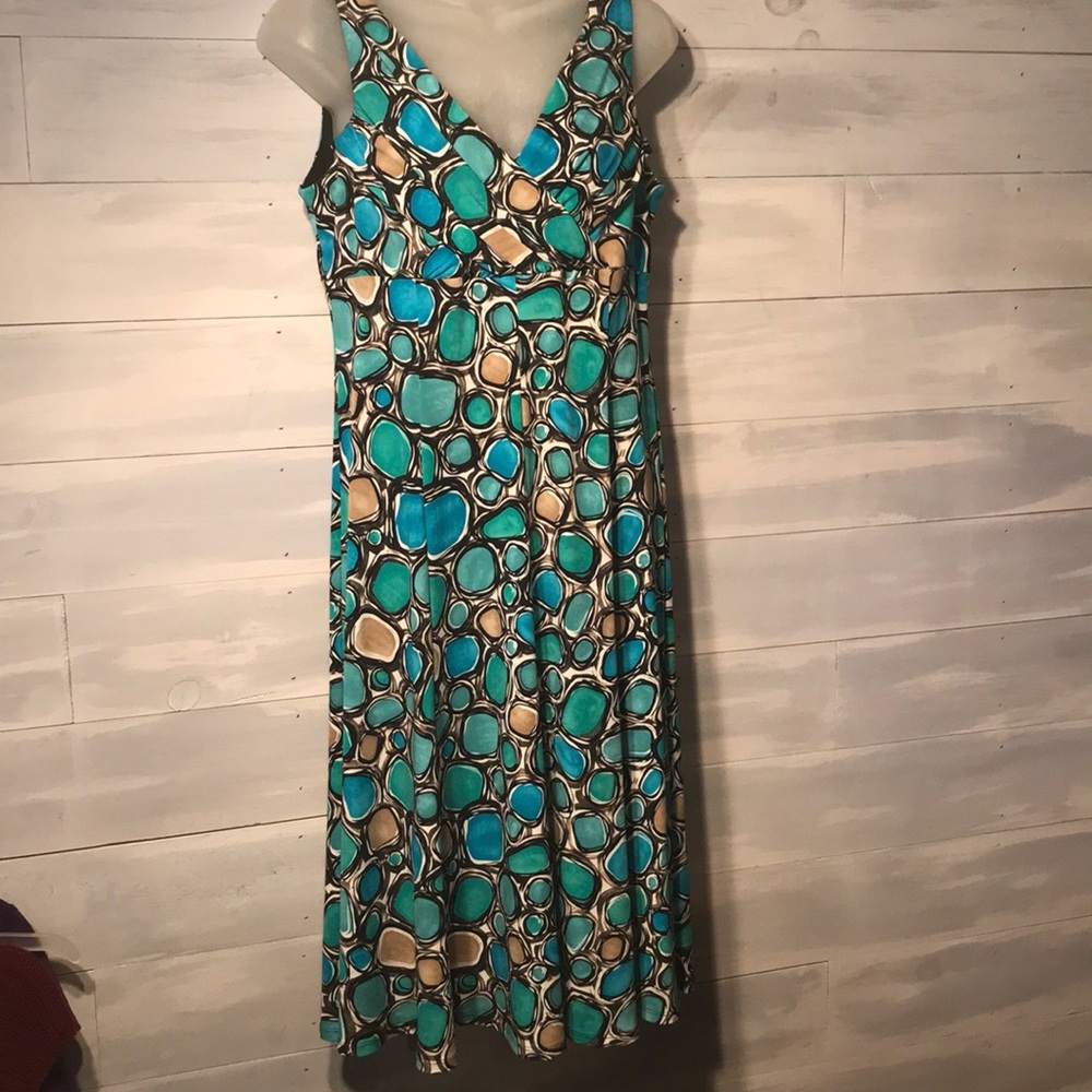 EUC EVAN-PICONE DRESS blue green sleeveless 12